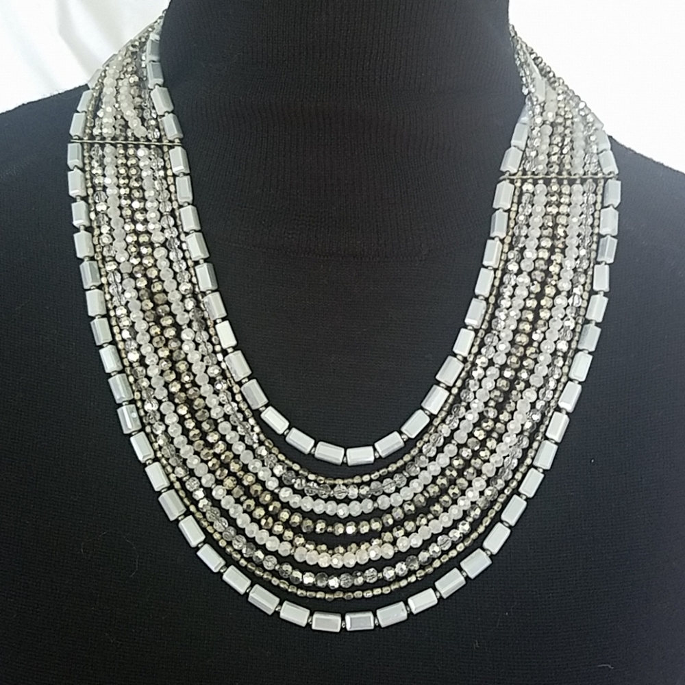 Multi-tiered necklace.